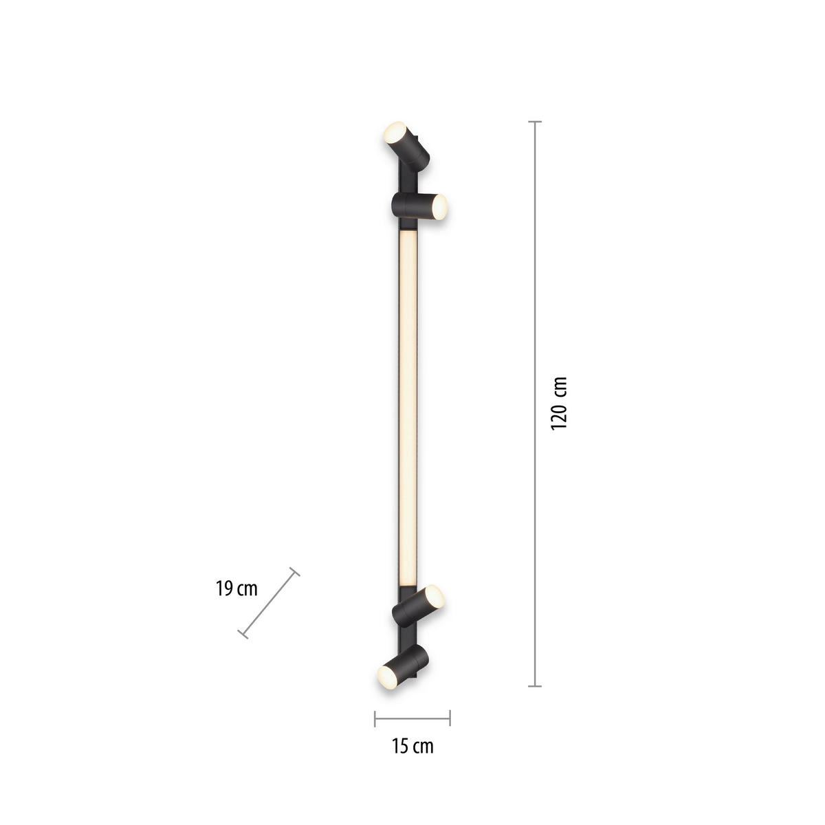 LED-DECKENLEUCHTE Pure-Lines 120/19/15 cm   - Schwarz, Design, Kunststoff/Metall (120/19/15cm) - Neuhaus PURE
