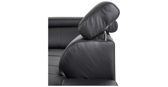 ECKSOFA Schwarz Echtleder  - Chromfarben/Schwarz, Design, Leder/Metall (262/213cm) - Hom`in