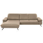 ECKSOFA in Echtleder Hellbraun  - Hellbraun/Schwarz, Design, Leder/Metall (193/328cm) - Dieter Knoll