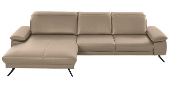 ECKSOFA in Echtleder Hellbraun 193/328 cm - Hellbraun/Schwarz, Design, Leder/Metall (193/328cm) - Dieter Knoll