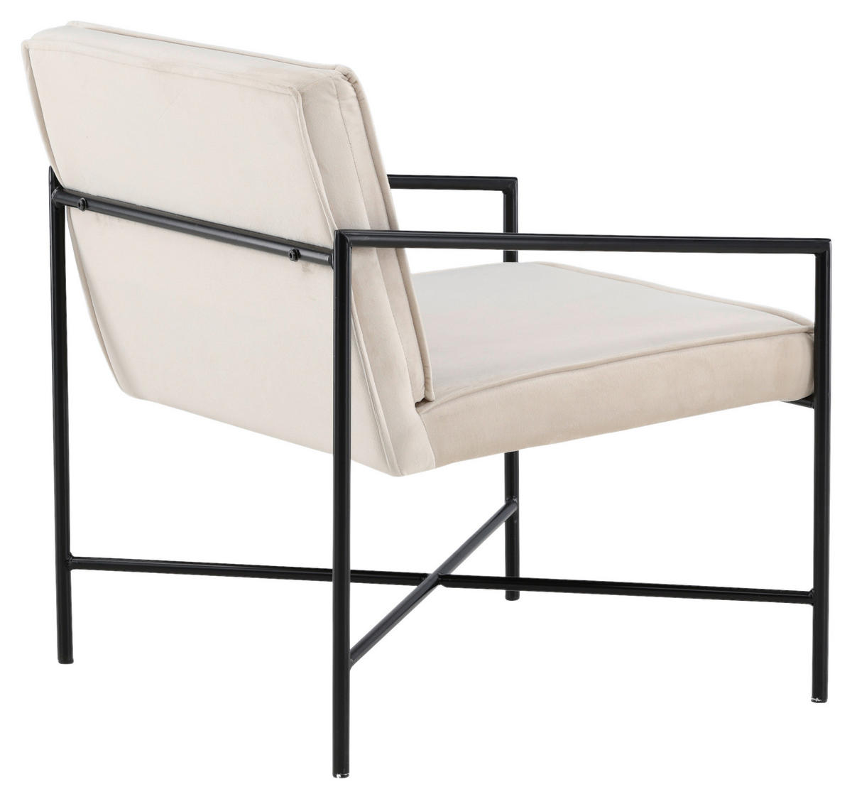 SESSEL in Samt Schwarz, Beige  - Beige/Schwarz, Design, Textil/Metall (66/78/65cm) - Livetastic