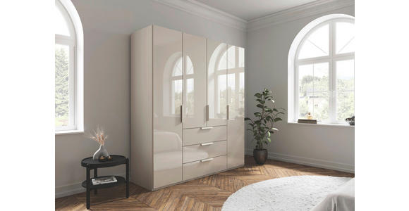 DREHTÜRENSCHRANK 201/223/61 cm,  in Champagner, 4-türig  - Champagner, Basics, Glas/Holzwerkstoff (201/223/61cm) - Novel