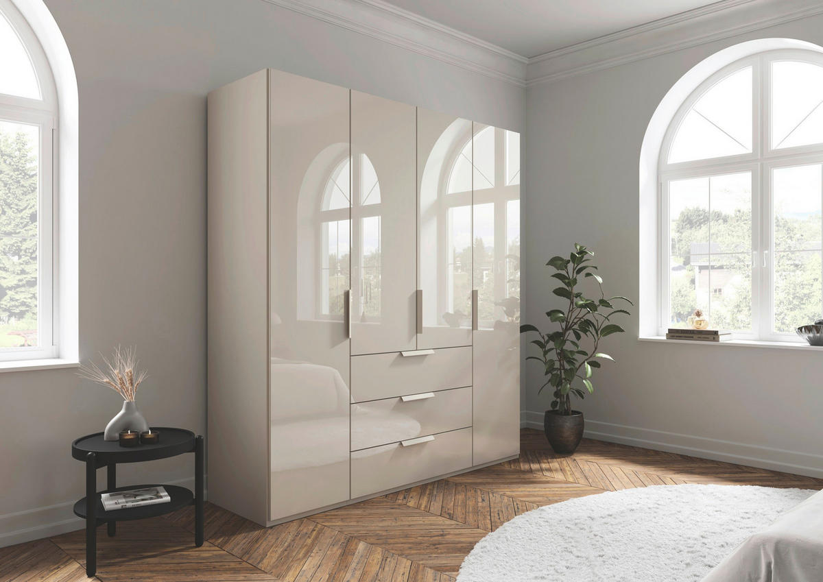 DREHTÜRENSCHRANK 201/223/61 cm,  in Champagner, 4-türig  - Champagner, Basics, Glas/Holzwerkstoff (201/223/61cm) - Novel