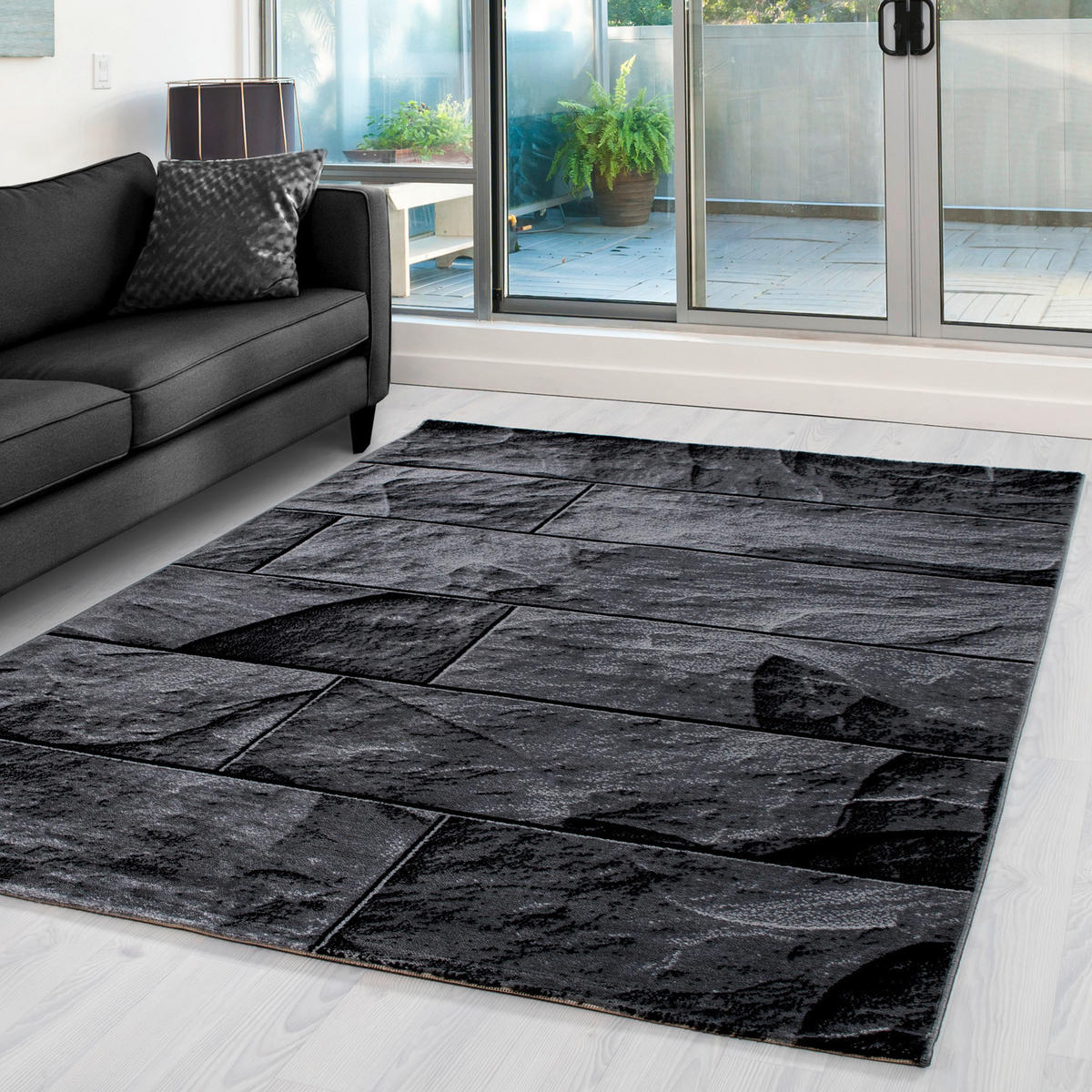 FLACHWEBETEPPICH 140/200 cm Parma Schwarz  - Schwarz, Design, Textil (140/200cm) - Novel