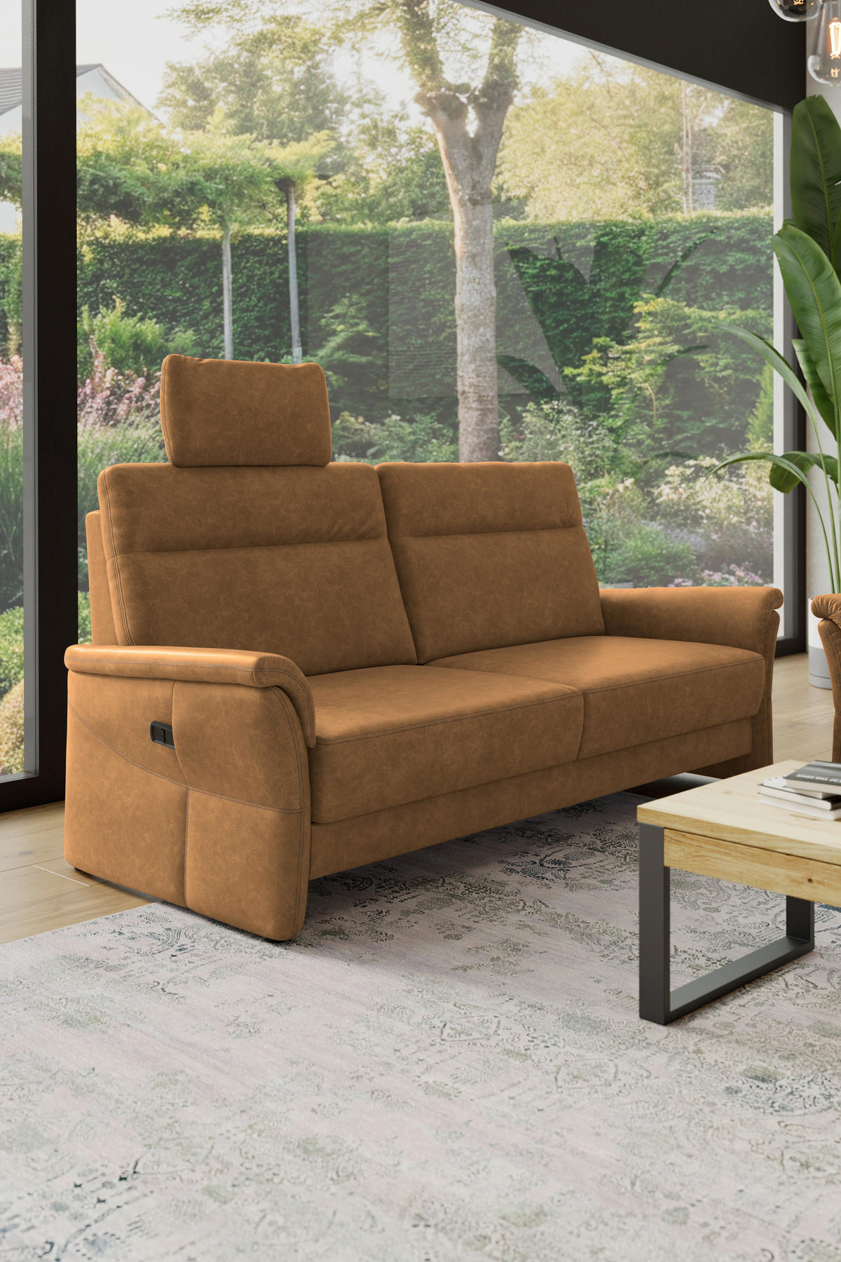 3,5-SITZER - Senfgelb/Schwarz, Konventionell, Kunststoff/Textil (205/98/91cm) - Elegando
