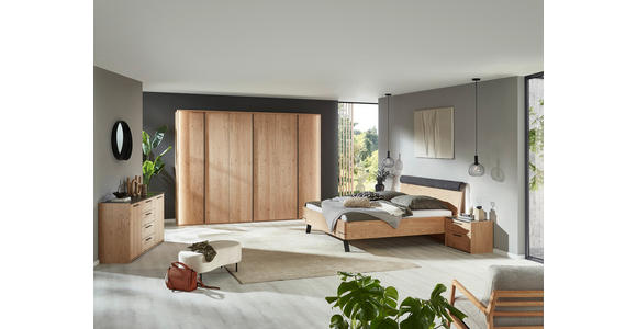 BETT 180/200 cm,  in Anthrazit, Eichefarben,  - Eichefarben/Anthrazit, KONVENTIONELL, Holz/Metall (180/200cm) - Dieter Knoll