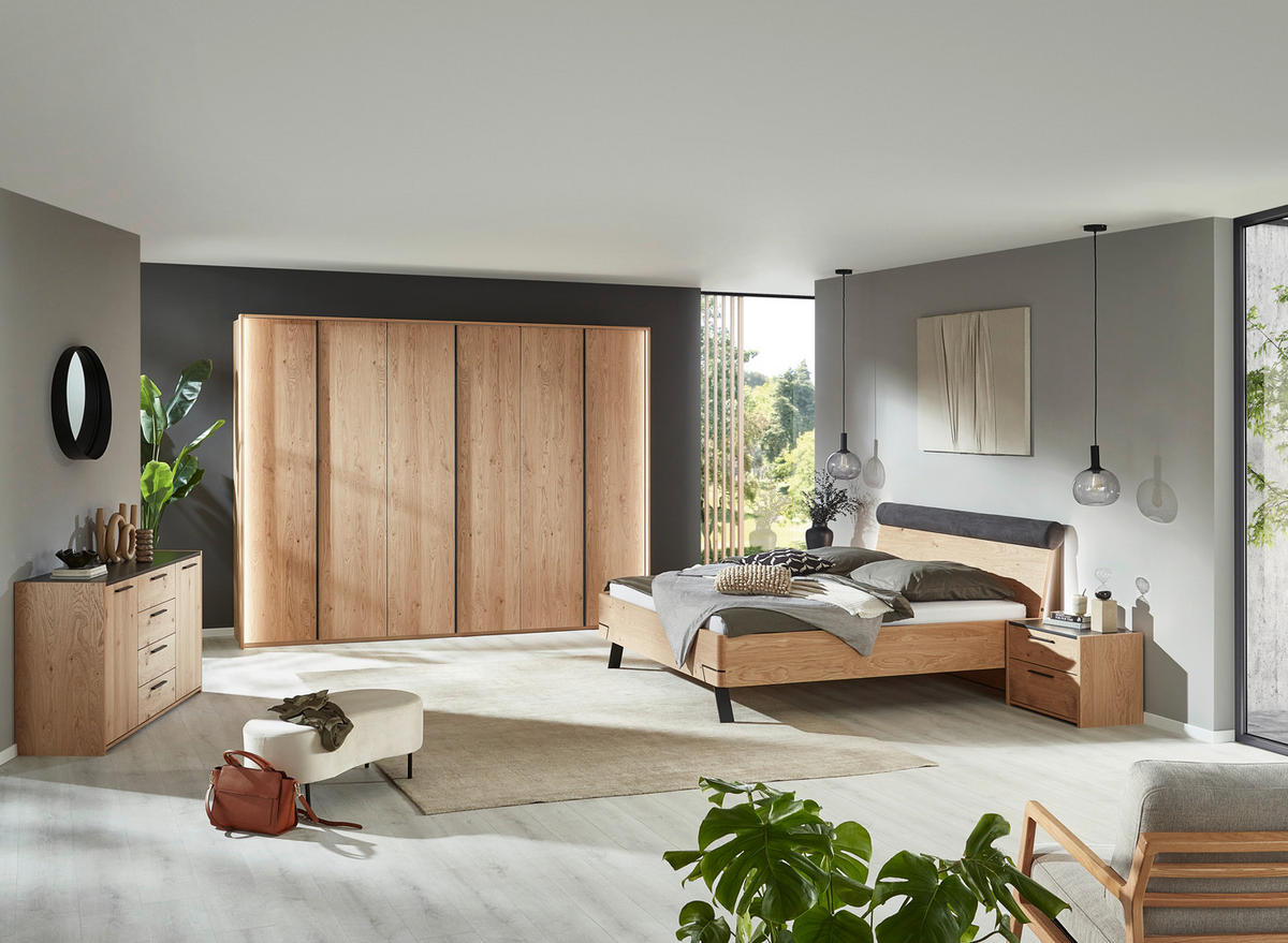 BETT 180/200 cm,  in Anthrazit, Eichefarben,  - Eichefarben/Anthrazit, KONVENTIONELL, Holz/Metall (180/200cm) - Dieter Knoll