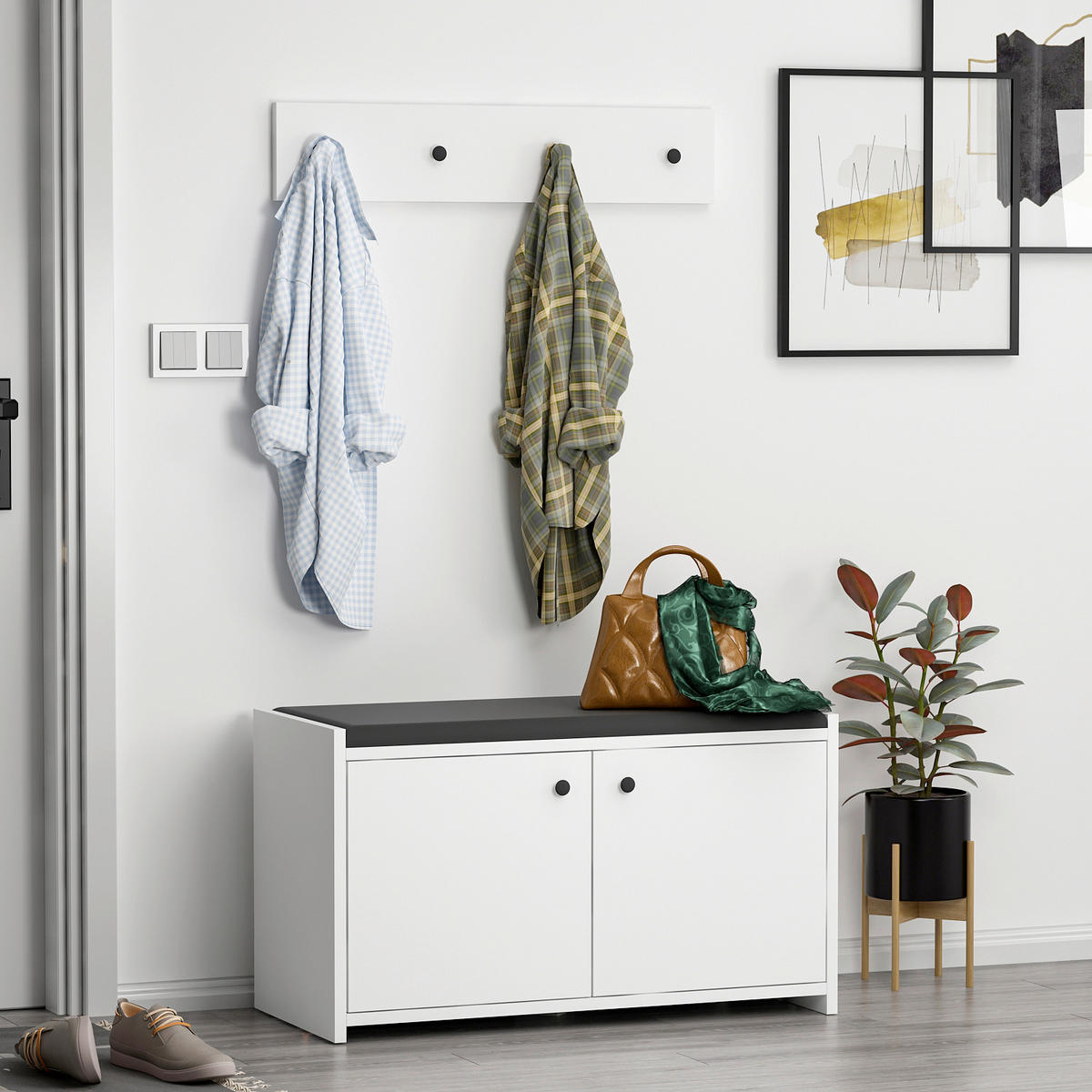 HALLMÖBEL 2 delar  i 80/35/45 cm  - vit, Design, trämaterial (80/35/45cm) - Livetastic