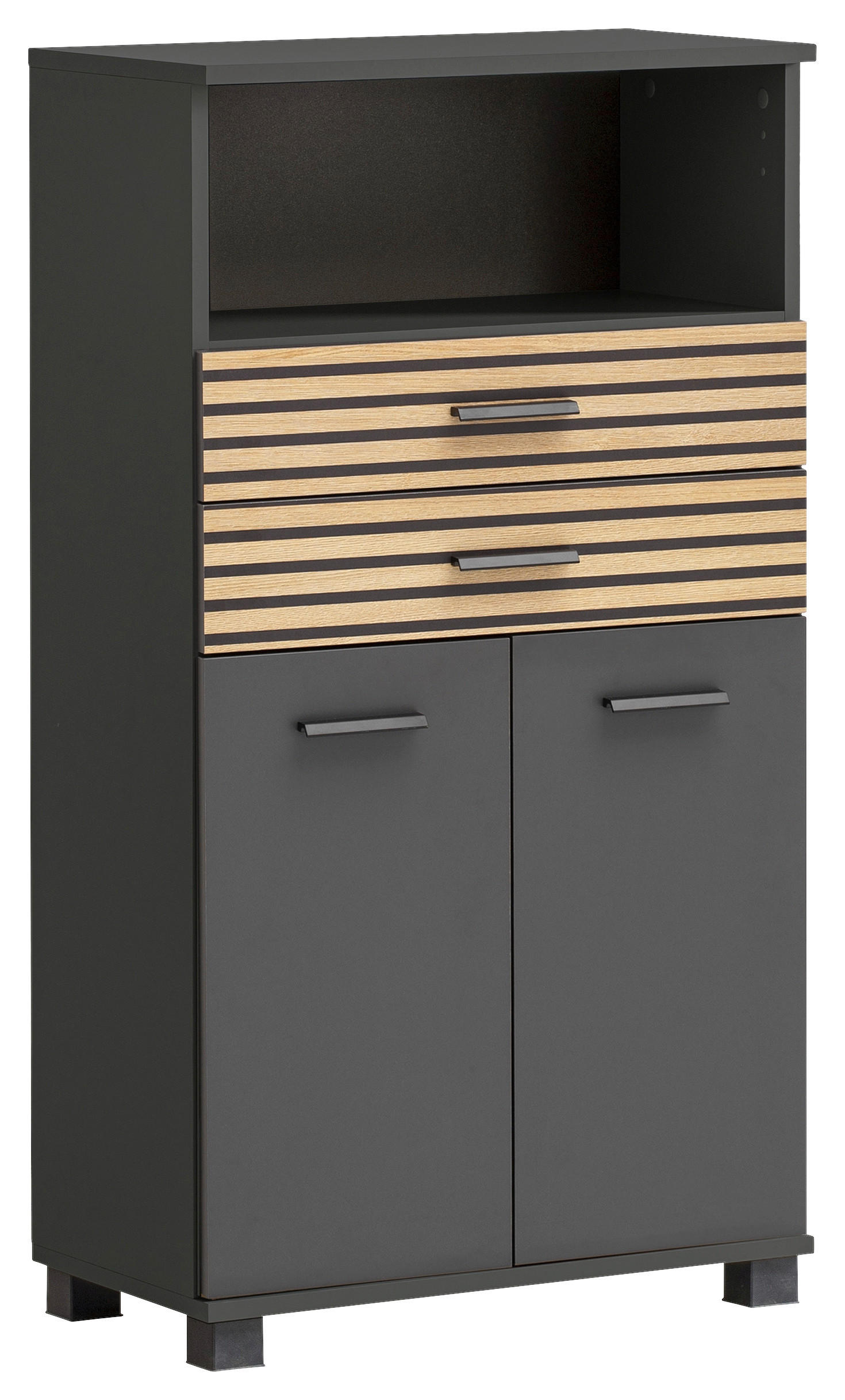 MIDISCHRANK 59,8/110,5/32,6 cm  - Eichefarben/Anthrazit, MODERN, Holzwerkstoff/Kunststoff (59,8/110,5/32,6cm) - Stylife