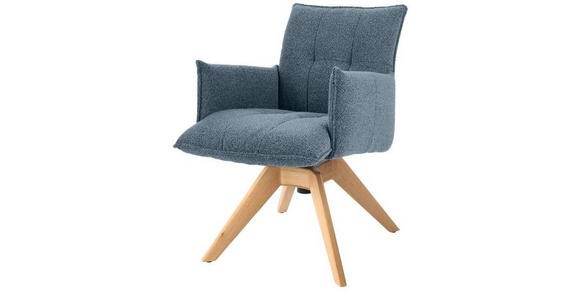 ARMLEHNSTUHL in Webstoff - Blau/Eichefarben, Design, Holz/Textil (57/86/65cm) - Valnatura