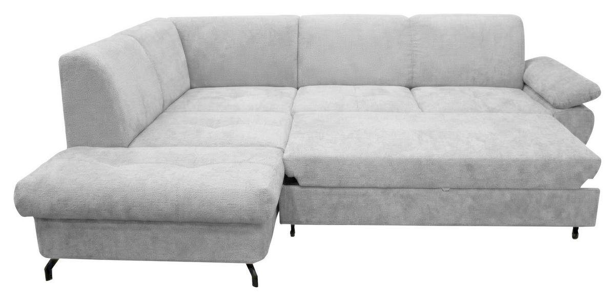 ECKSOFA CORA in Chenille Hellgrau  198/261 cm  - Hellgrau/Schwarz, Design, Textil/Metall (198/261cm) - MID.YOU