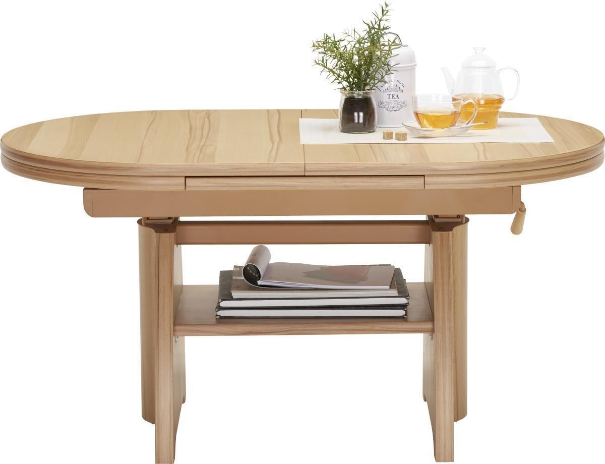COUCHTISCH Wildeiche furniert 125-165,5/71/56-75 cm oval Wildeiche  - Wildeiche, KONVENTIONELL, Holzwerkstoff/Metall (125-165,5/71/56-75cm) - Venda