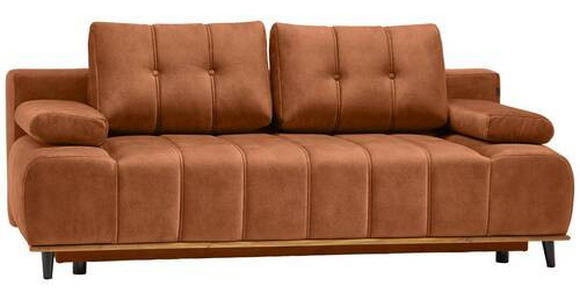 SCHLAFSOFA in Webstoff Orange  - Schwarz/Orange, Design, Holz/Textil (206/77-87/102cm) - Novel