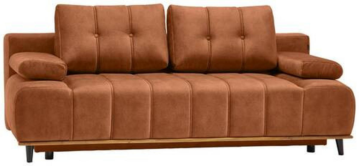 SCHLAFSOFA Webstoff Orange  - Schwarz/Orange, Design, Holz/Textil (206/77-87/102cm) - Novel