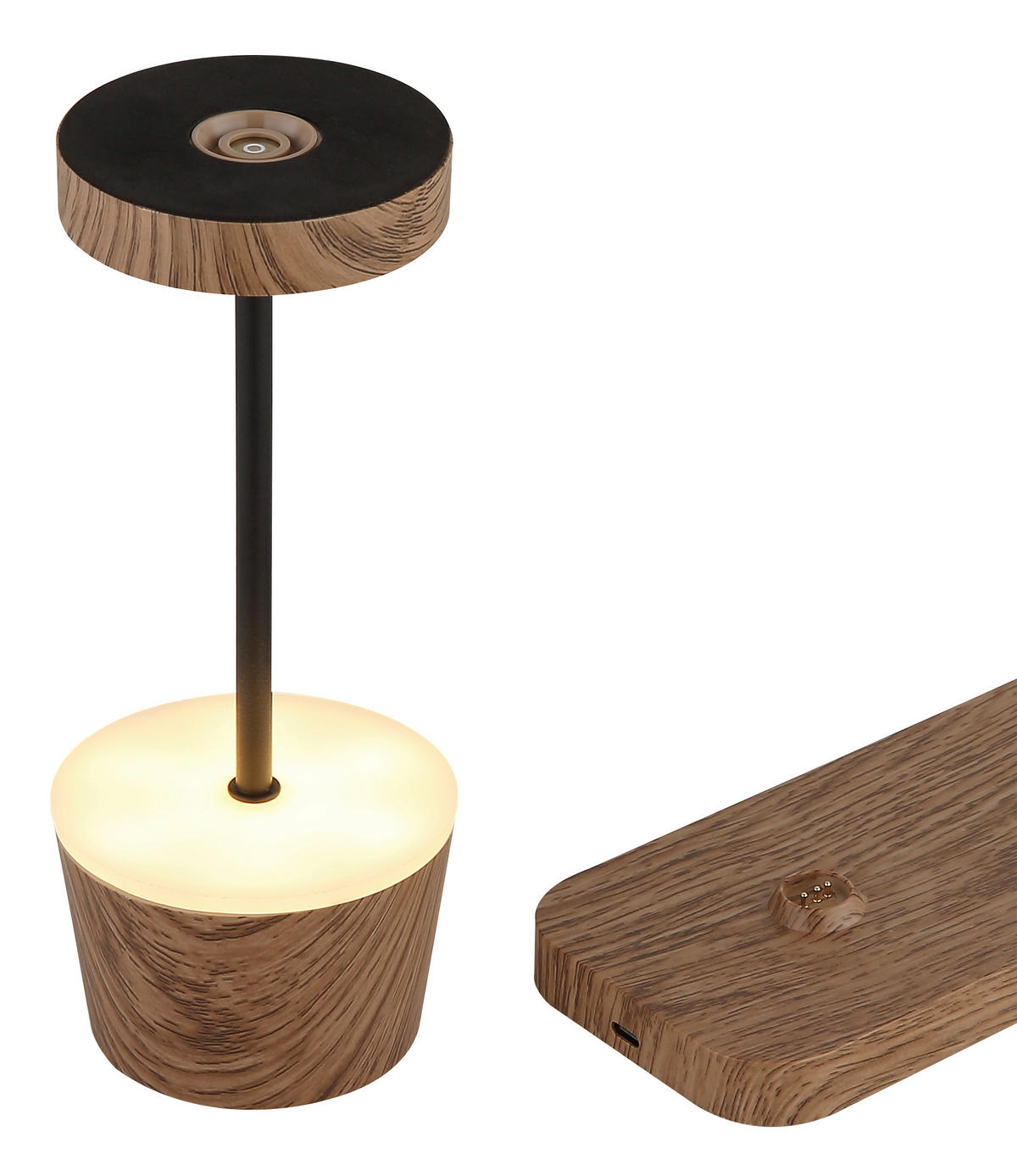 AKKU-TISCHLEUCHTE Dawson 8.3/20 cm  - Opal/Schwarz, Design, Kunststoff/Metall (8.3/20cm) - Globo