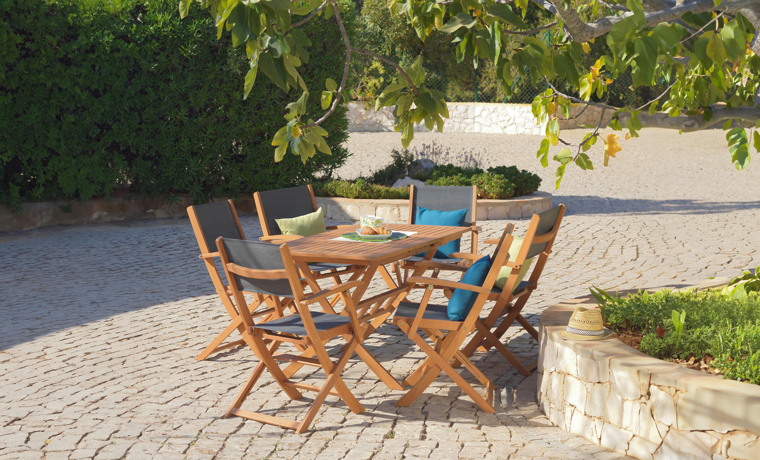 VRTNA ZLOŽLJIVA MIZA les barva tikovine  - barva tikovine, Romantika, les (100(140)/70/74cm) - Ambia Garden