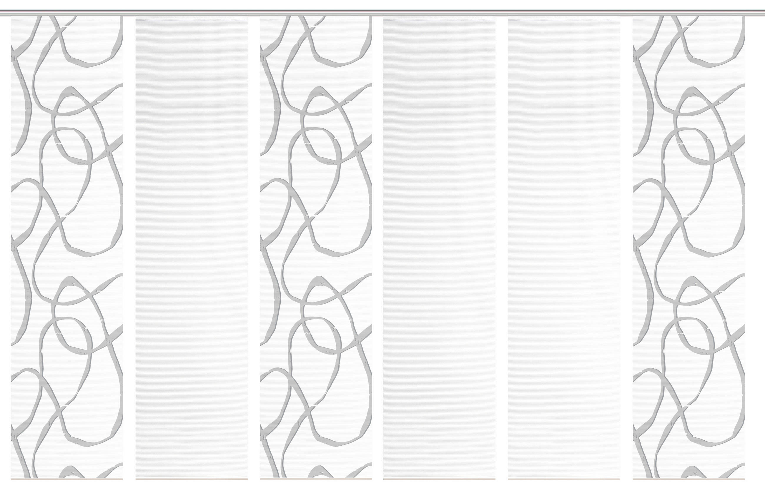 FLÄCHENVORHANG  6 Stück  blickdicht  60/260 cm   - Grau Hochglanz/Weiß, KONVENTIONELL, Textil (60/260cm)