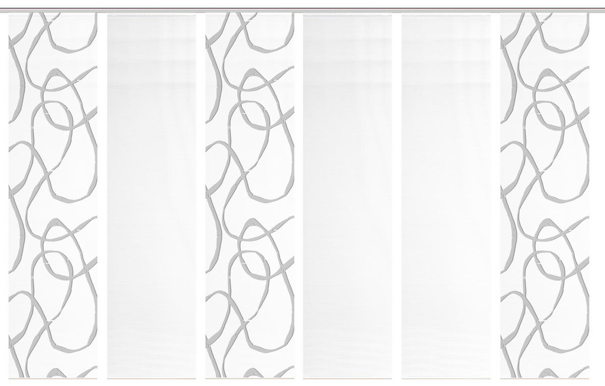 FLÄCHENVORHANG  6 Stück  blickdicht  60/260 cm   - Grau Hochglanz/Weiß, KONVENTIONELL, Textil (60/260cm)