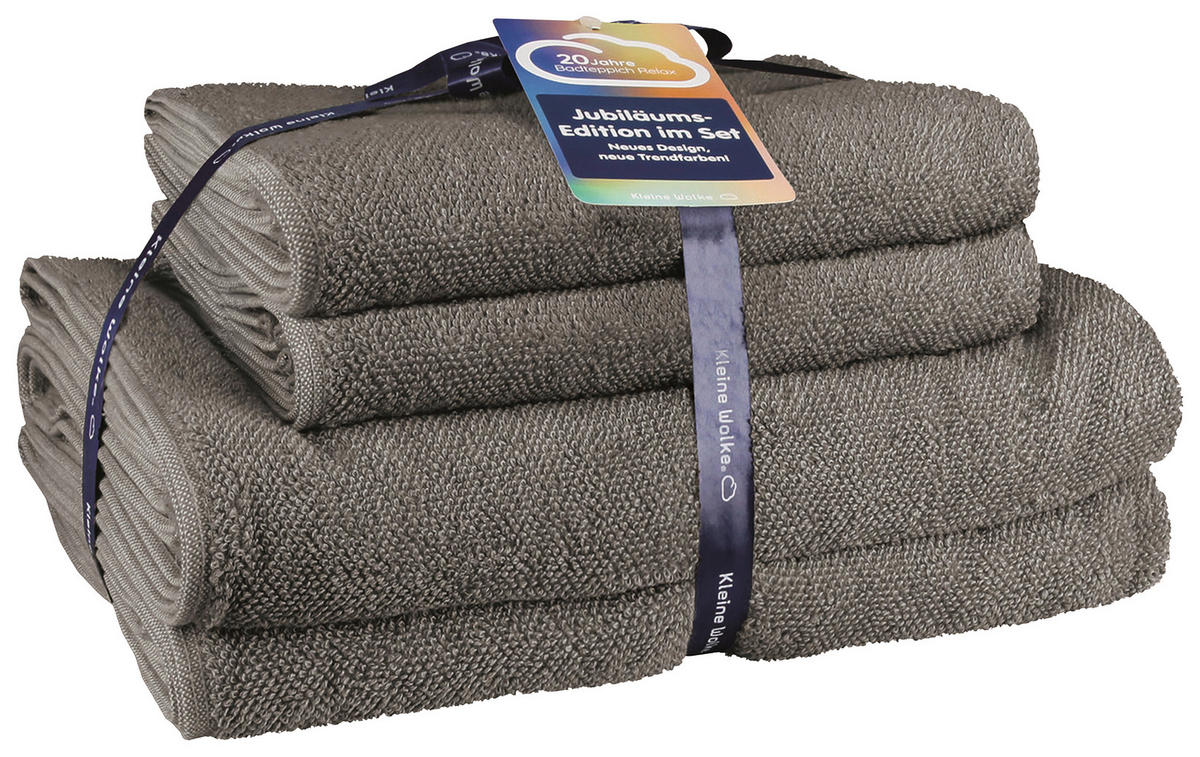 SADA RUČNÍKŮ, 50x100/70x140 cm, antracitová - antracitová, Konvenční, textil (50x100/70x140cm) - Kleine Wolke