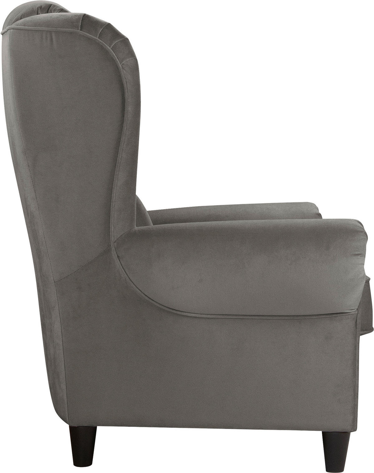 OHRENSESSEL Plüsch Grau  - Schwarz/Grau, Design, Holz/Textil (94/112/92cm) - MID.YOU