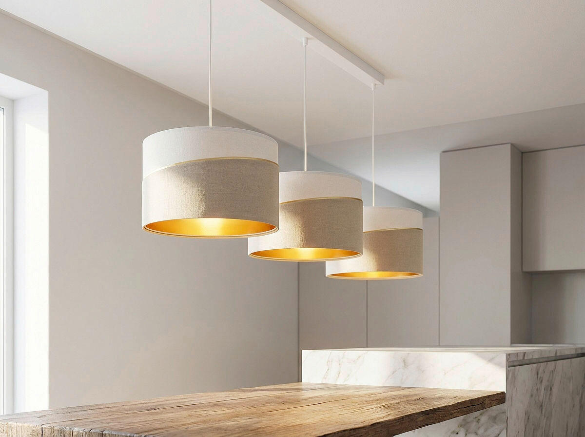 HÄNGELEUCHTE Swing 114/90 cm   - Beige/Goldfarben, Design, Kunststoff/Textil (114/90cm)