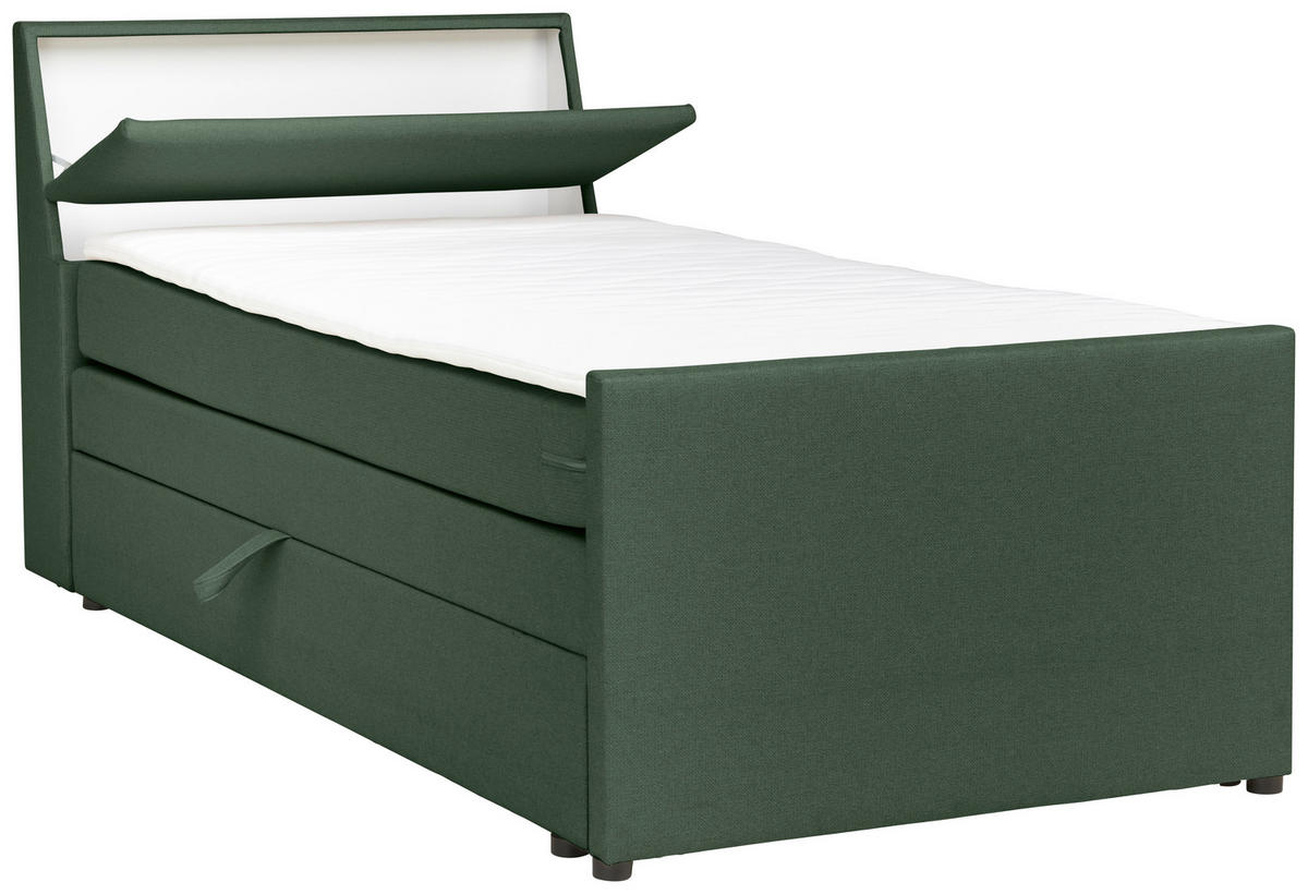 BOXSPRINGBETT 120/200 cm  in Grün  - Schwarz/Grün, MODERN, Holz/Textil (120/200cm) - MID.YOU