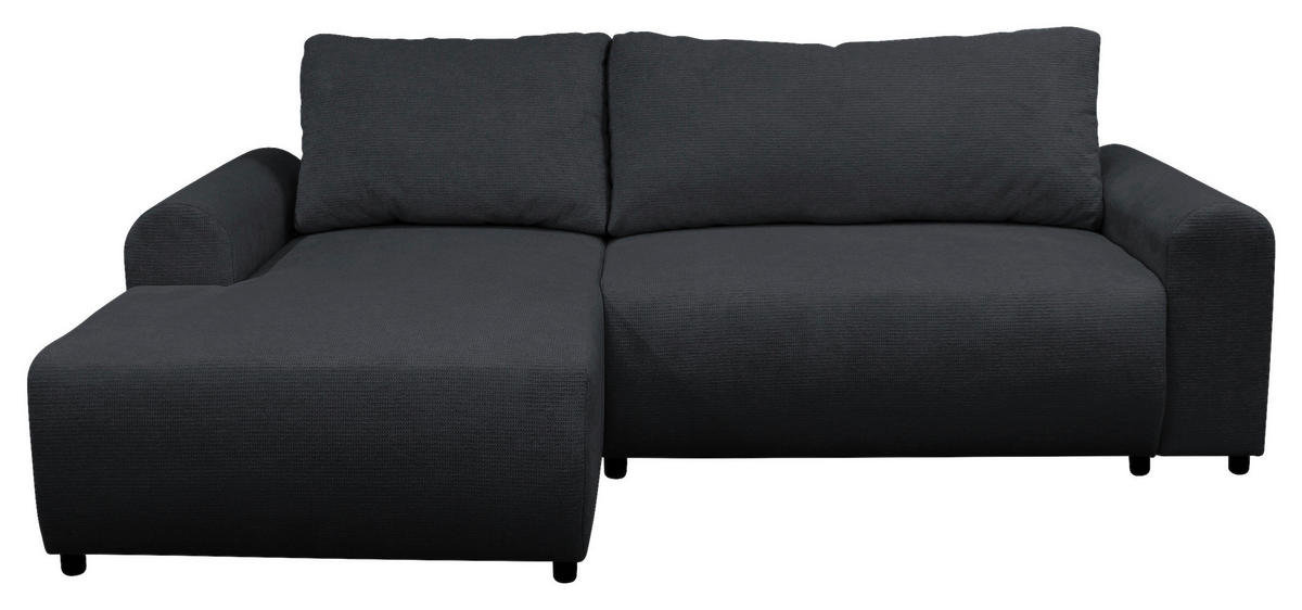 ECKSOFA in Struktur Schwarz  160/250 cm  - Schwarz, Design, Kunststoff/Textil (160/250cm) - MID.YOU