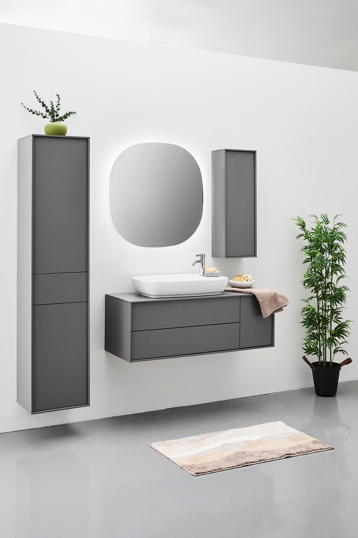 WASCHTISCHKOMBI 120 cm  - Weiss Hochglanz/Anthrazit, Modern, Keramik/Holzwerkstoff (120cm) - Welnova