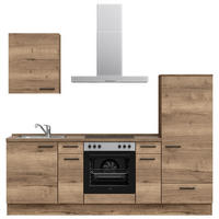 KÜCHENLEERBLOCK 240 cm   in Eiche dunkel  - Eiche dunkel/Schwarz, MODERN, Holzwerkstoff/Metall (240cm) - Nobilia