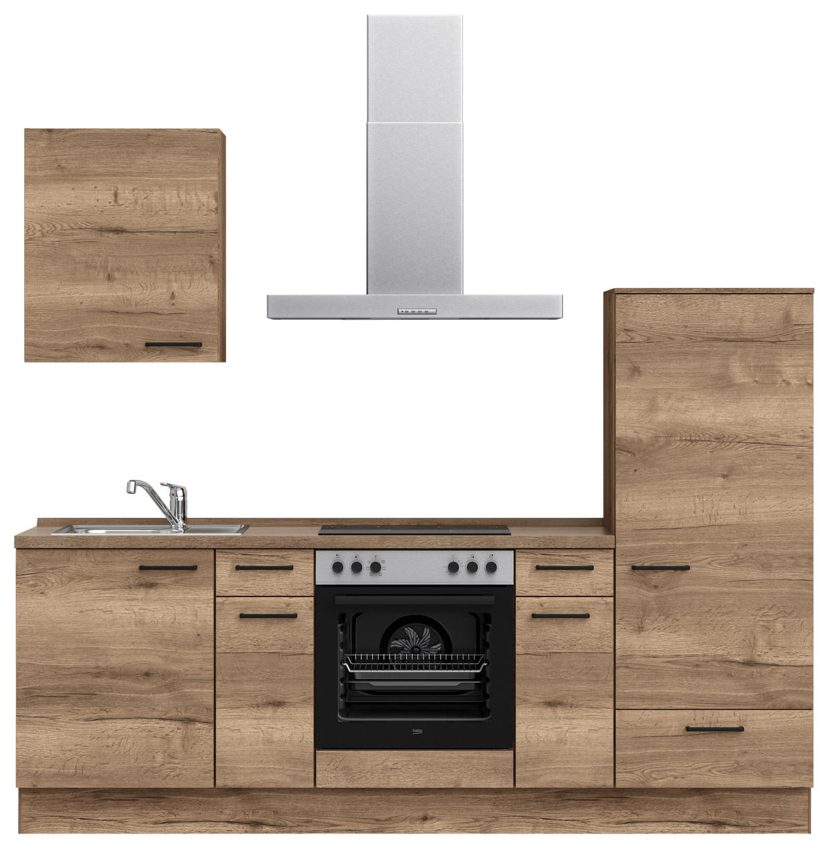 KÜCHENLEERBLOCK 240 cm   in Eiche dunkel  - Eiche dunkel/Schwarz, MODERN, Holzwerkstoff/Metall (240cm) - Nobilia