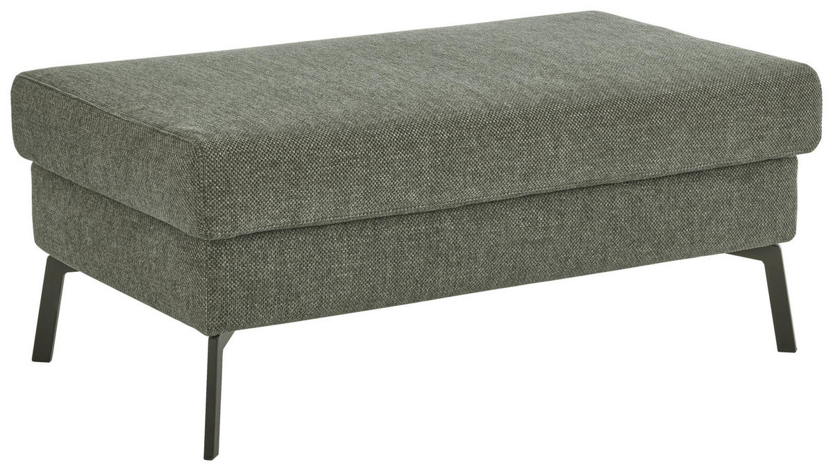 ECKSOFA 269/249 cm  in Chenille Olivgrün Rücken echt  269/249 cm  - Schwarz/Olivgrün, KONVENTIONELL, Textil/Metall (269/249cm) - Pure Home Comfort