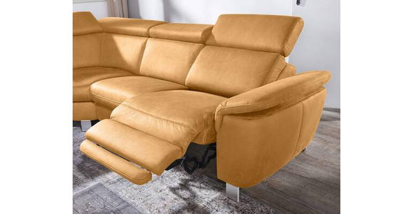 ECKSOFA in Webstoff Bernsteinfarben  - Beige/Bernsteinfarben, Design, Textil/Metall (271/242cm) - Cantus