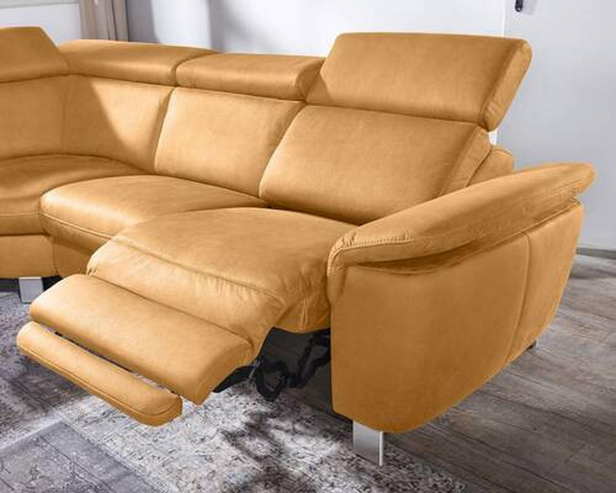ECKSOFA in Webstoff Bernsteinfarben  - Beige/Bernsteinfarben, Design, Textil/Metall (271/239cm) - Cantus