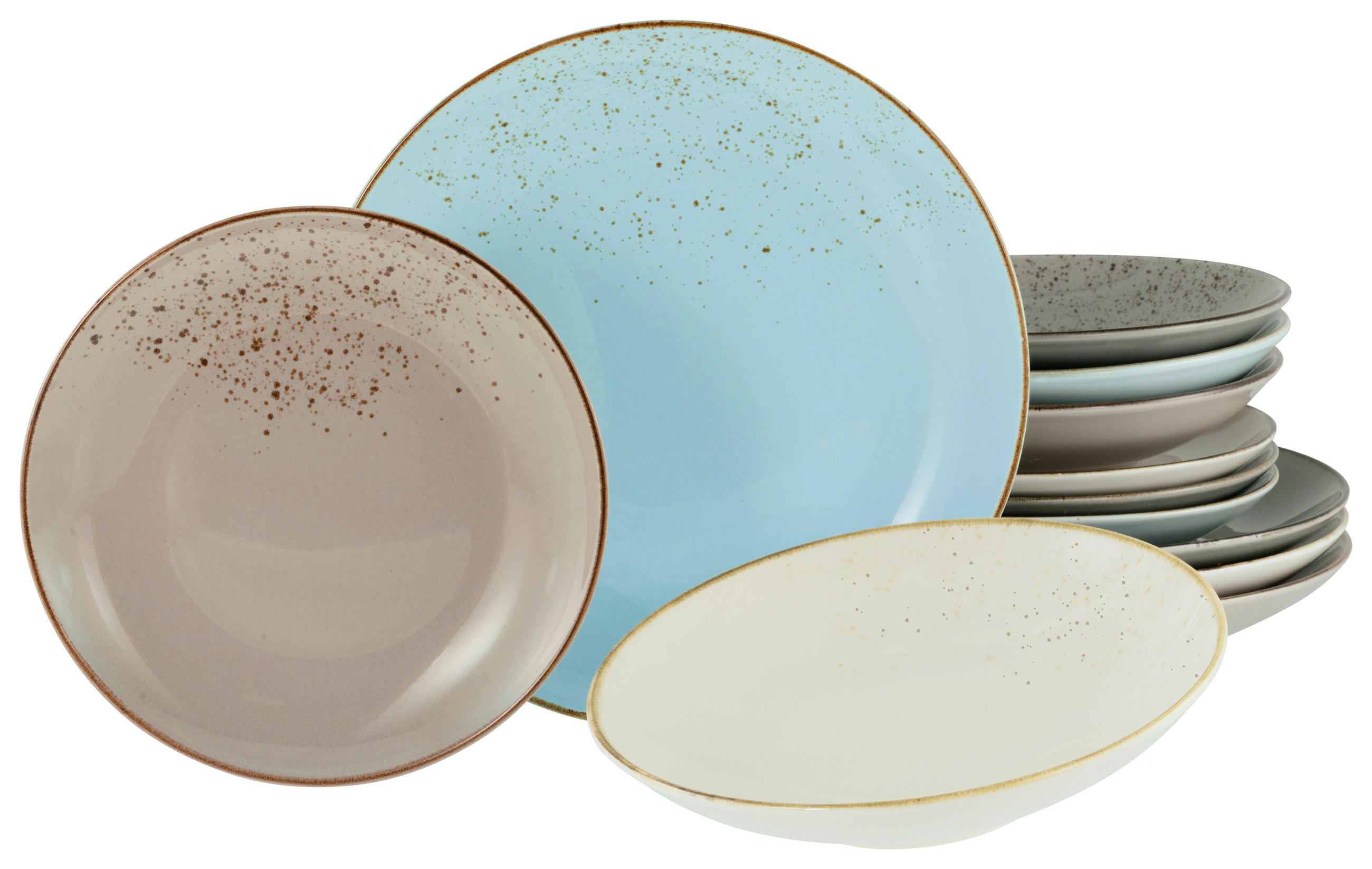 KOMBINOVANÁ SOUPRAVA, 12dílné, kamenina - vícebarevná, Basics, keramika (31,5/31,5/38cm) - Creatable