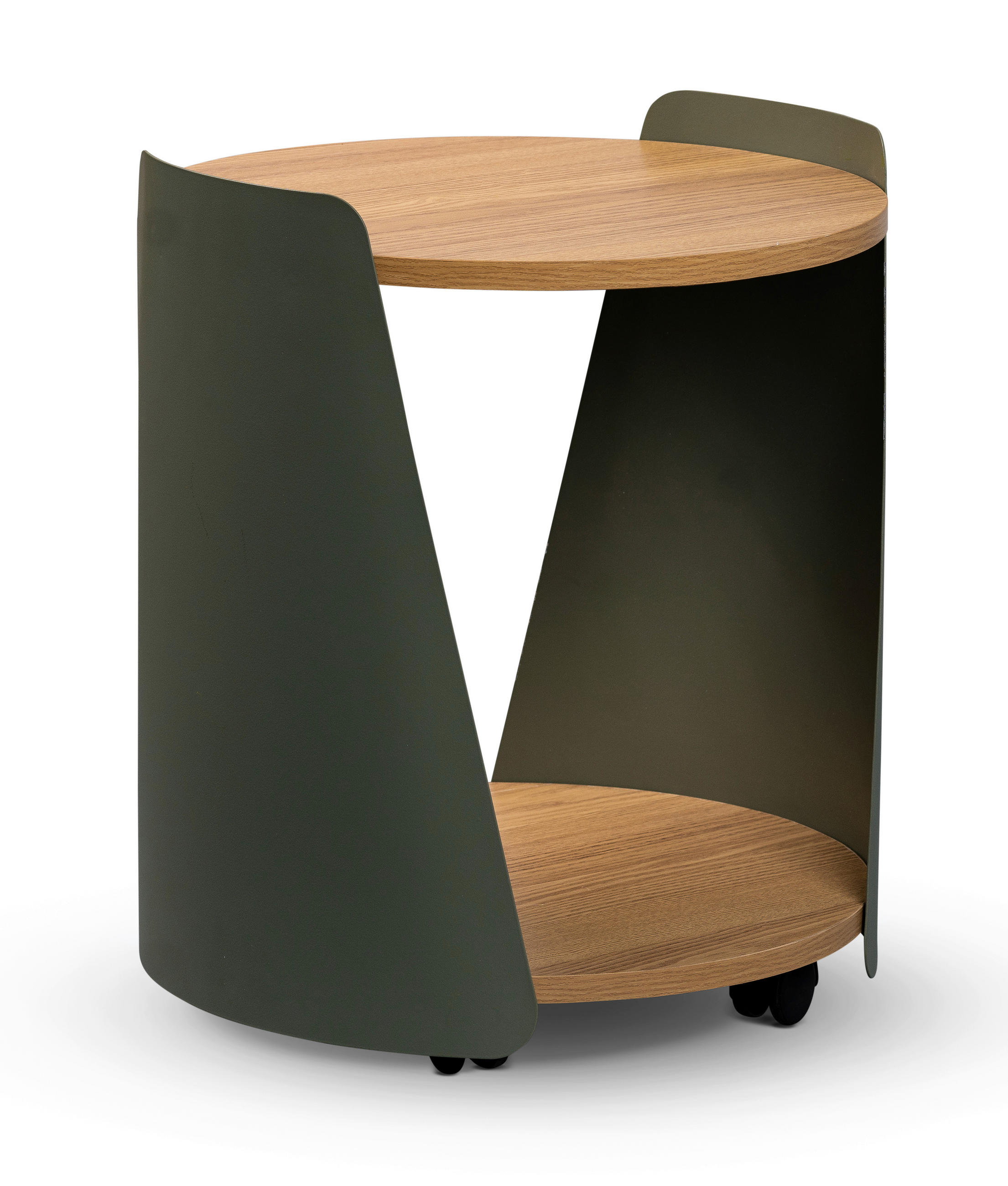 KONFERENČNÍ STOLEK, zelená, barvy dubu, kov, kompozitní dřevo, 40/40/48 cm - barvy dubu/zelená, Design, kov/kompozitní dřevo (40/40/48cm) - Xora