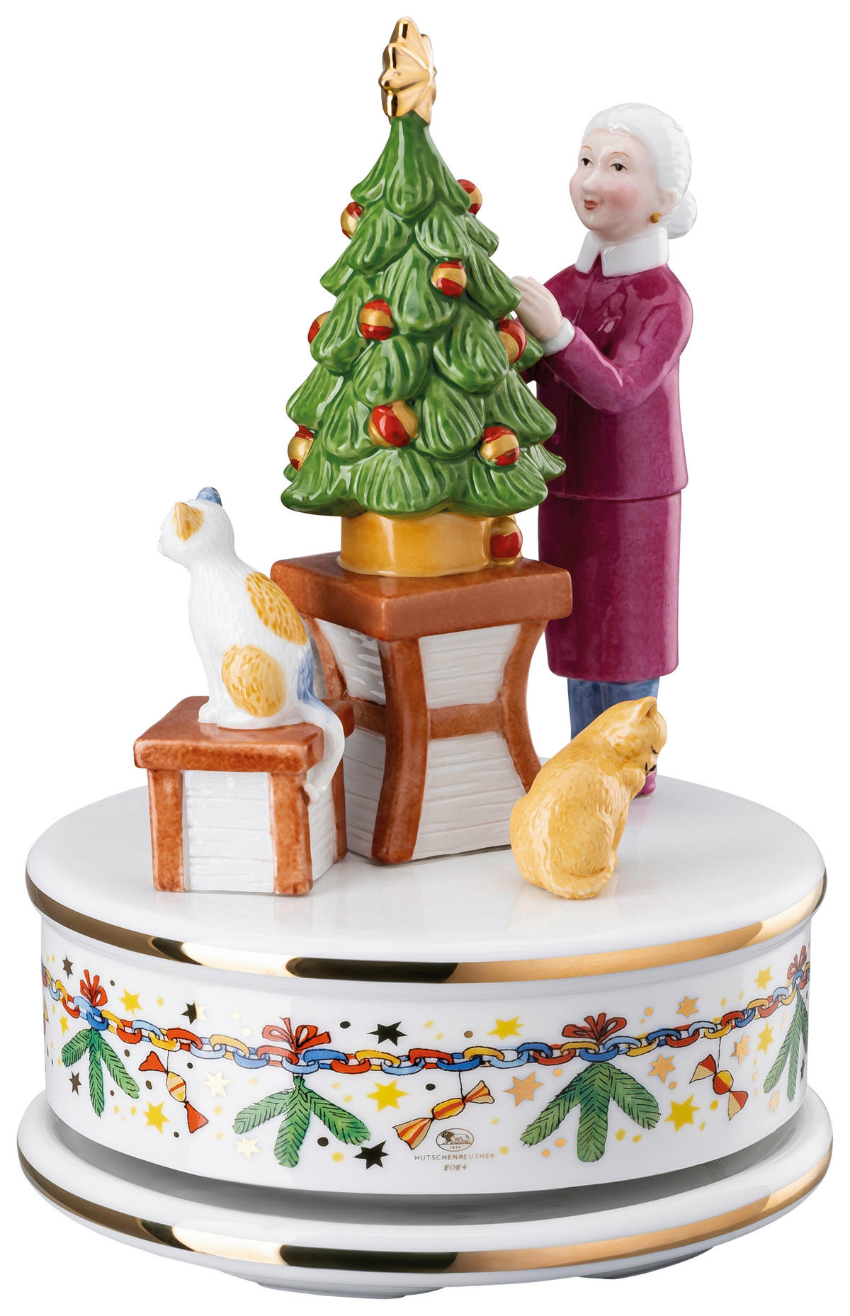 Spieluhr 2024 "O Tannenbaum" Weihnachtsleuchten 2024  - Multicolor/Weiß, MODERN, Keramik (11/17cm) - Hutschenreuther