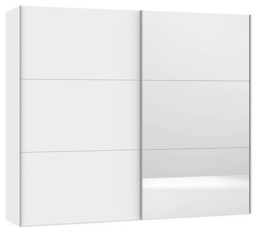 SCHWEBETÜRENSCHRANK 253/215/65 cm 2-türig Weiß  - Edelstahlfarben/Weiß, Design, Glas/Holzwerkstoff (253/215/65cm) - Boxxx