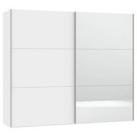 SCHWEBETÜRENSCHRANK 253/215/65 cm 2-türig Weiß  - Edelstahlfarben/Weiß, Design, Glas/Holzwerkstoff (253/215/65cm) - Boxxx