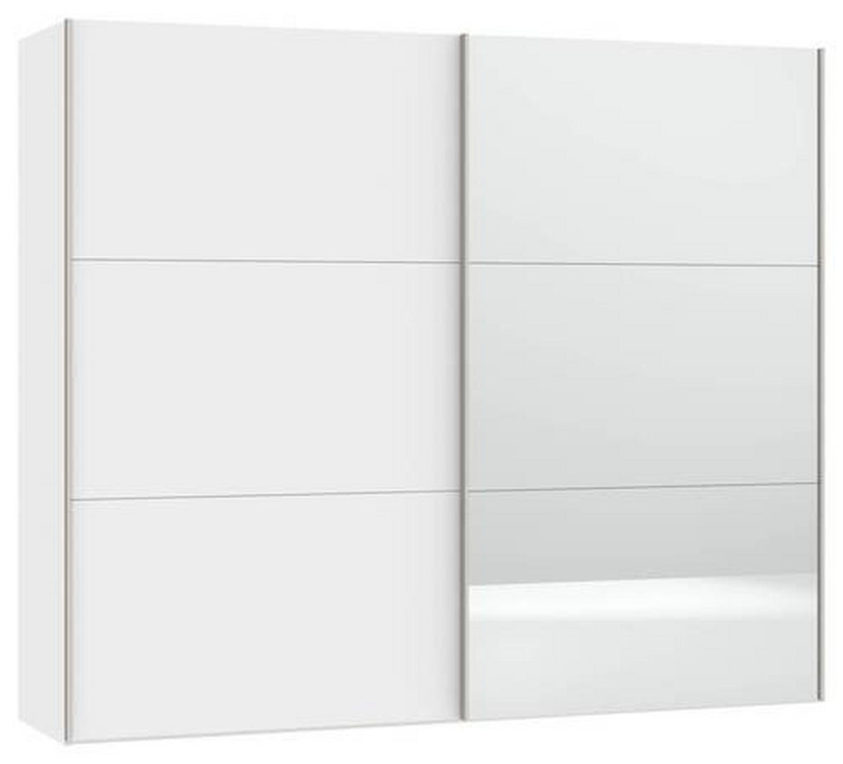 SCHWEBETÜRENSCHRANK 253/215/65 cm 2-türig Weiß  - Edelstahlfarben/Weiß, Design, Glas/Holzwerkstoff (253/215/65cm) - Boxxx