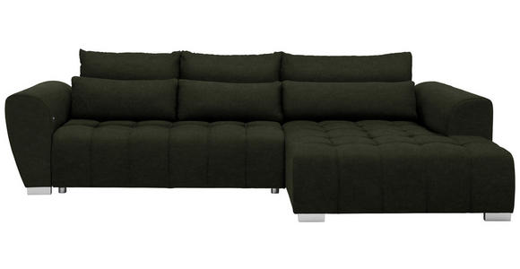 ECKSOFA in Webstoff Dunkelgrün  - Dunkelgrün/Silberfarben, MODERN, Kunststoff/Textil (304/218cm) - Carryhome