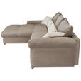 ECKSOFA Naturfarben, Taupe Cord  - Taupe/Chromfarben, KONVENTIONELL, Textil/Metall (225/335cm) - Carryhome