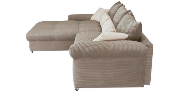ECKSOFA Naturfarben, Taupe Cord  - Taupe/Chromfarben, KONVENTIONELL, Textil/Metall (225/335cm) - Carryhome