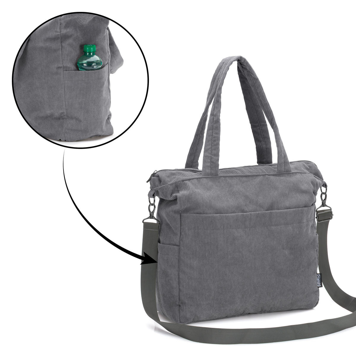 WICKELTASCHE Cord  - Grau, Basics, Textil (39/36cm) - Fillikid