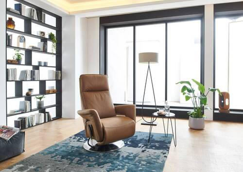 RELAXSESSEL Mikrofaser Aufstehhilfe    - Chromfarben/Braun, Design, Textil/Metall (83/110/87-172cm) - Valdera