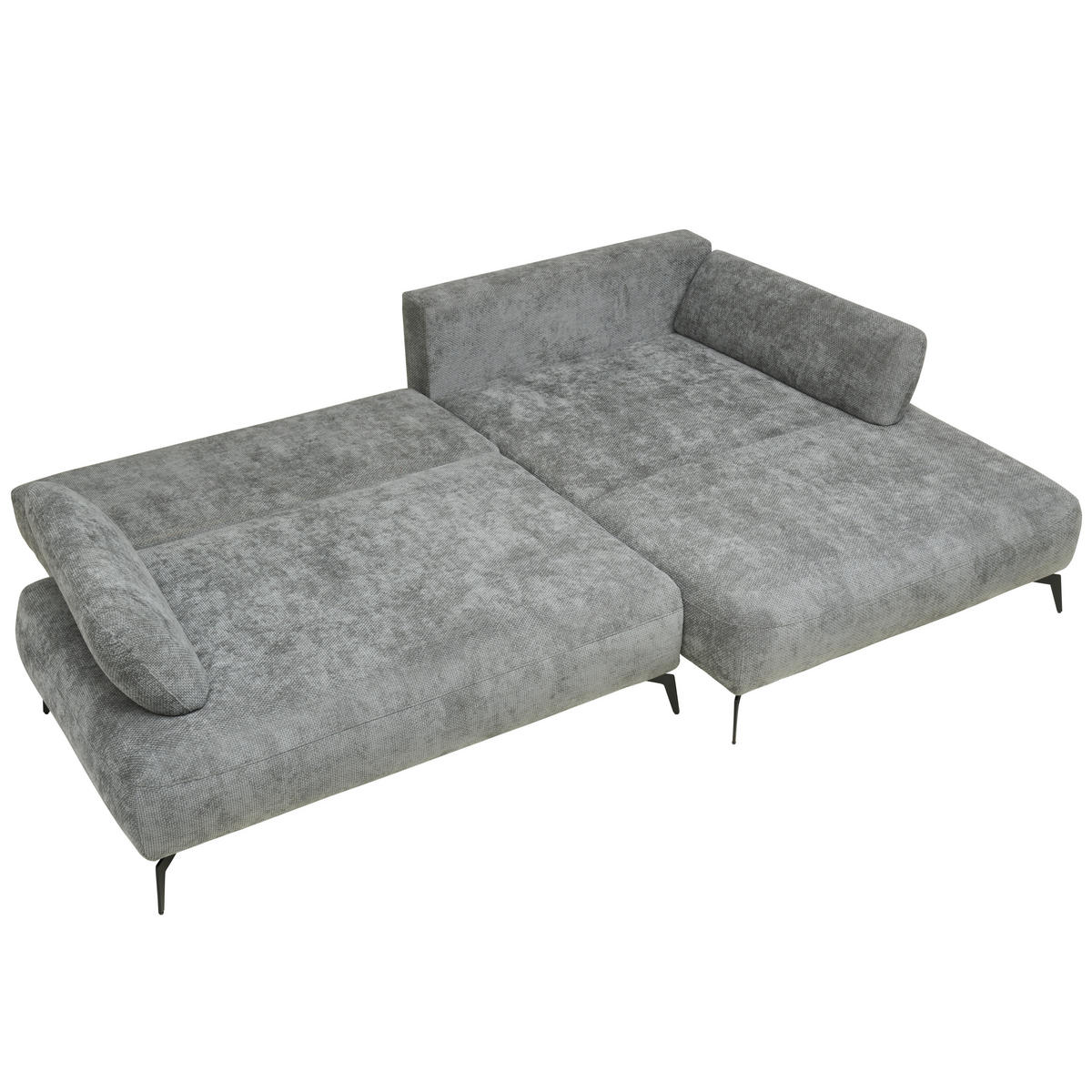 ECKSOFA COLORADO Grau Struktur  - Schwarz/Grau, Design, Textil/Metall (284/186cm) - Livetastic