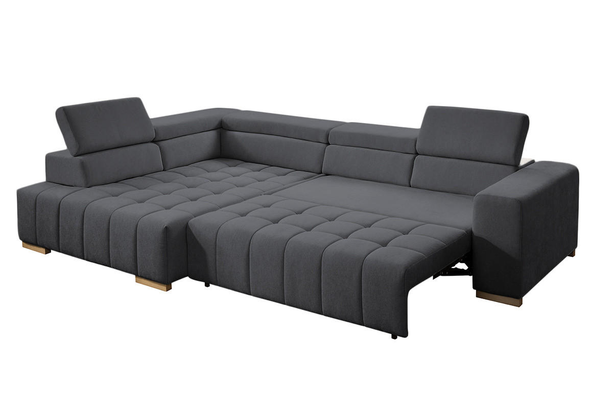 ECKSOFA ELIAS Graphitfarben Chenille  - Graphitfarben/Naturfarben, Design, Holz/Textil (201/307cm) - Livetastic
