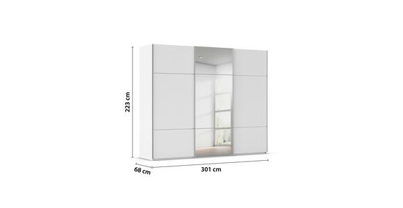 SCHWEBETÜRENSCHRANK 301/223/68 cm 3-türig Weiß - Alufarben/Weiß, KONVENTIONELL, Glas/Holzwerkstoff (301/223/68cm) - Novel