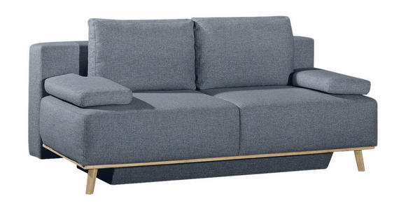 BOXSPRINGSOFA Blau, Grau  - Blau/Grau, Design, Holz/Textil (203/97/107cm) - Dieter Knoll