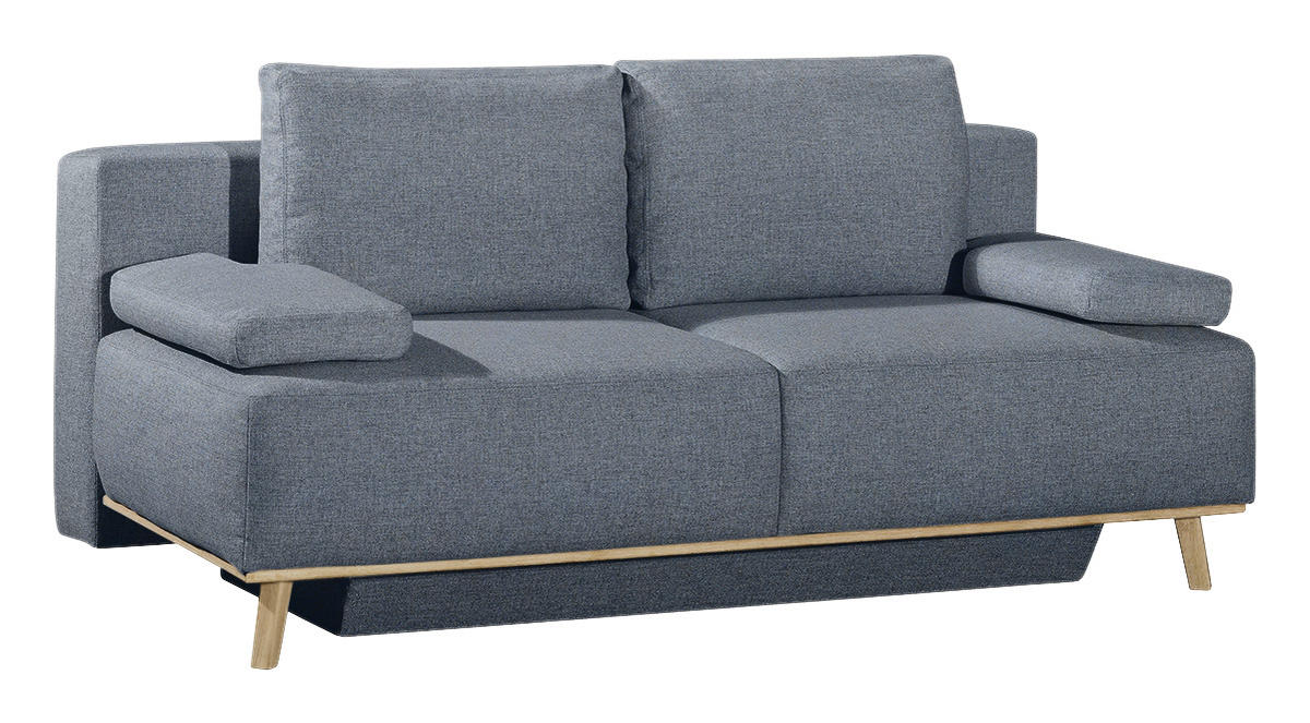 BOXSPRINGSOFA  mit Stoffauswahl, Rücken echt Blau, Grau  - Blau/Grau, Design, Holz/Textil (203/97/107cm) - Dieter Knoll