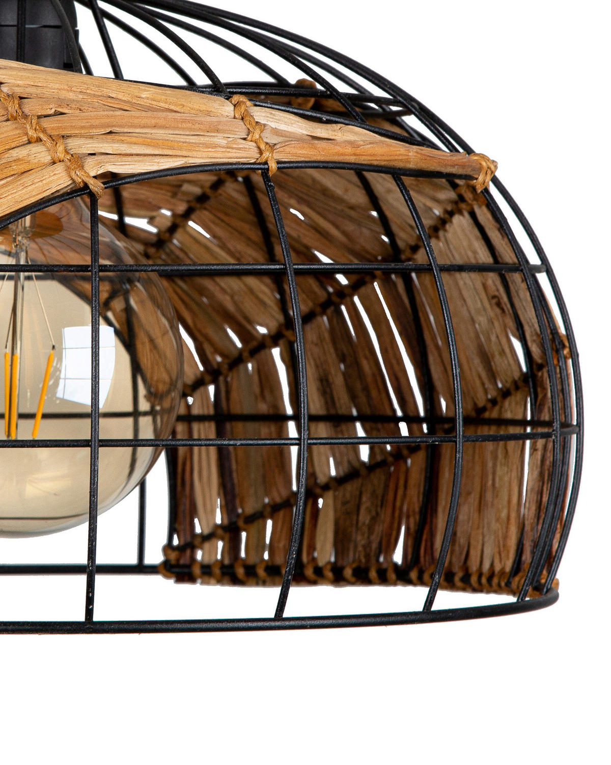 HÄNGELEUCHTE 40/150 cm  - Schwarz/Naturfarben, Natur, Naturmaterialien/Metall (40/150cm) - Globo